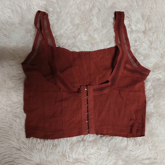 Rust Lace-Up Crop Top - Picture 3 of 8